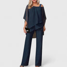 Wisteria | Women's Elegant Two-Piece Chiffon Overlay Pant Suit