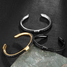 Men's Leather Cuff Bracelet - Stainless Steel and Braided Leather