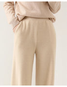 Women's Merino Wool Pants, High-Waisted Wide-Leg Knit