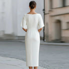 Matilda | Women's Boat Neck Half Sleeve Bodycon Midi Dress