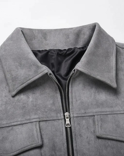 Men's Field Jacket in Vegan Suede with Functional Pockets