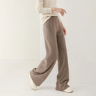 Women's Merino Wool Pants, High-Waisted Wide-Leg Knit