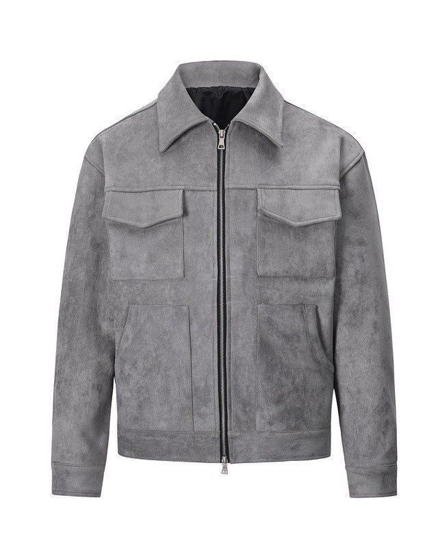 Men's Field Jacket in Vegan Suede with Functional Pockets