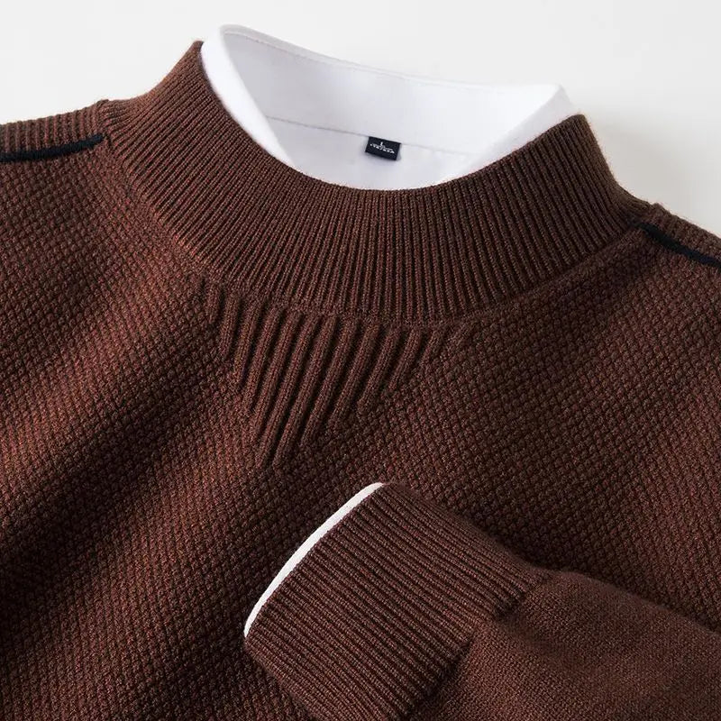 Women's Waffle-Knit Sweater with Ribbed Trim
