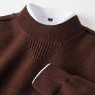 Women's Waffle-Knit Sweater with Ribbed Trim