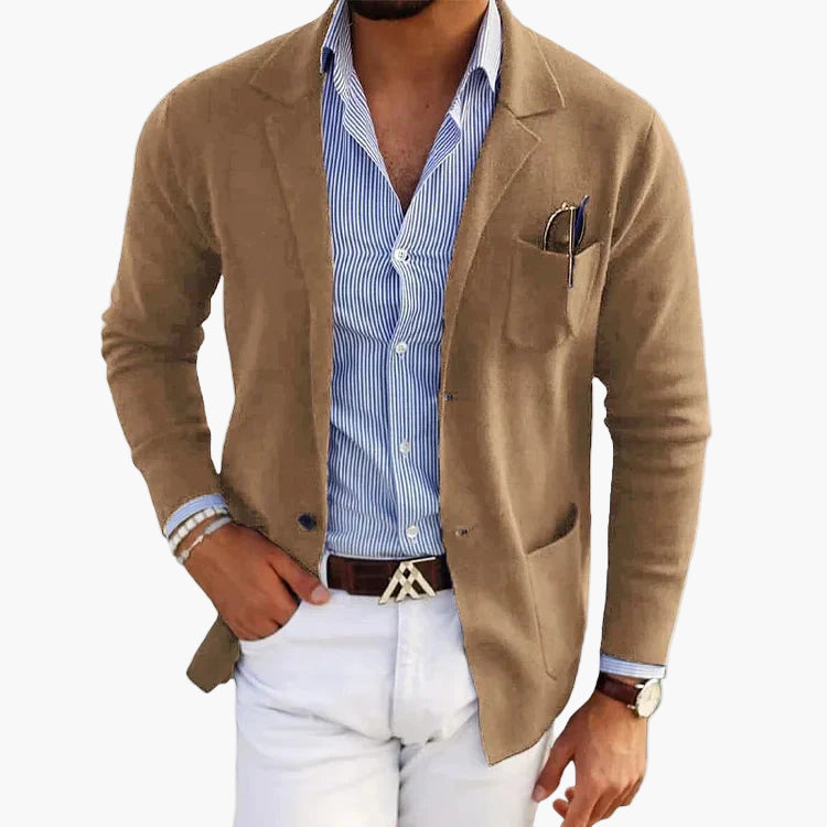 Men's Tailored Blazer with Notch Lapel - Business Casual Jacket