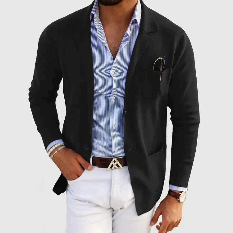 Men's Tailored Blazer with Notch Lapel - Business Casual Jacket
