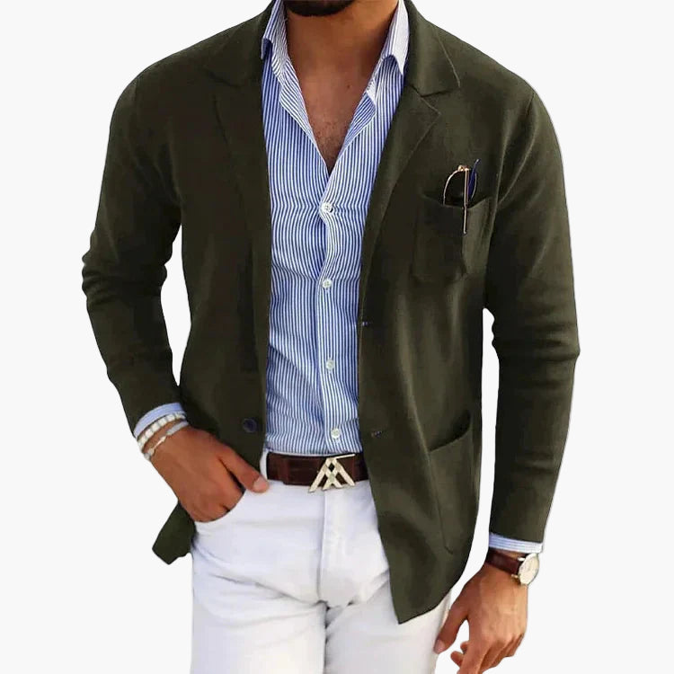 Men's Tailored Blazer with Notch Lapel - Business Casual Jacket