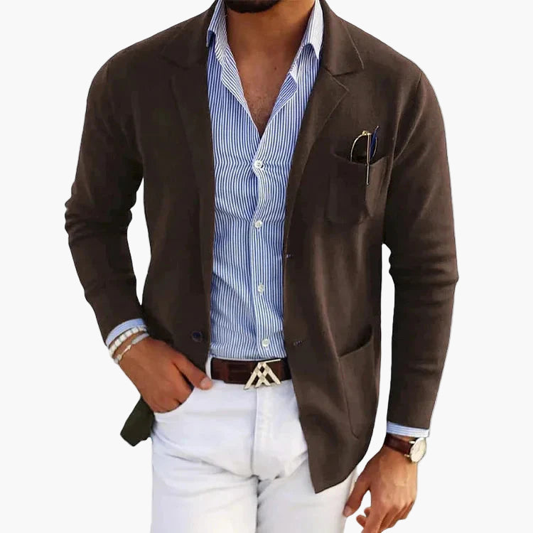 Men's Tailored Blazer with Notch Lapel - Business Casual Jacket