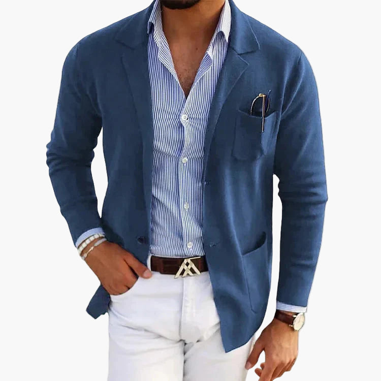 Men's Tailored Blazer with Notch Lapel - Business Casual Jacket