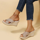 Women's Espadrille Wedge Sandals Cross-Strap Slip-On