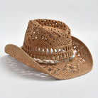 Women's Woven Sun Hat with Shell Trim