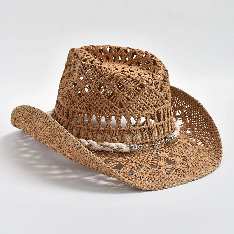 Women's Woven Sun Hat with Shell Trim