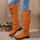 Knee High Boots for Women with Buckle Detail, Slouchy Fit