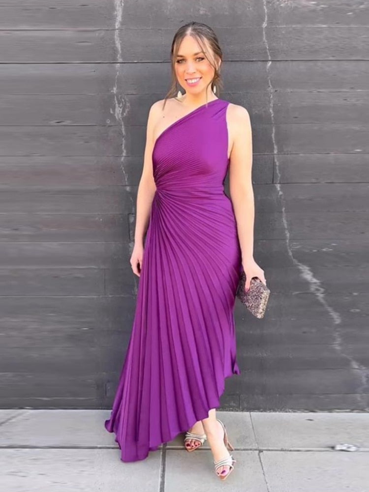 Floretta | Dames Maxi-Jurk, Elegante Plooiende Design voor Lente en Zomer