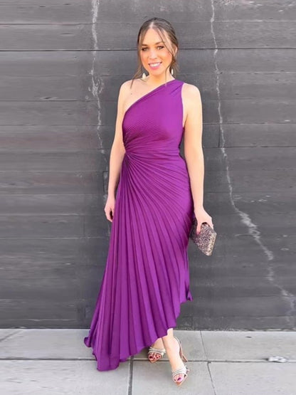 Floretta | Dames Maxi-Jurk, Elegante Plooiende Design voor Lente en Zomer