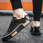 Men's Mesh Sneakers with Leather Patchwork Trim