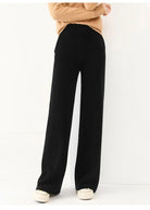 Women's Merino Wool Pants, High-Waisted Wide-Leg Knit