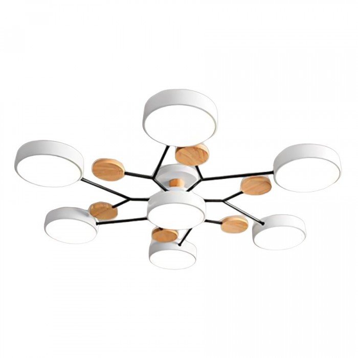Scandinavian LED Ceiling Light with Branched Arms, 4 to 7 Lights