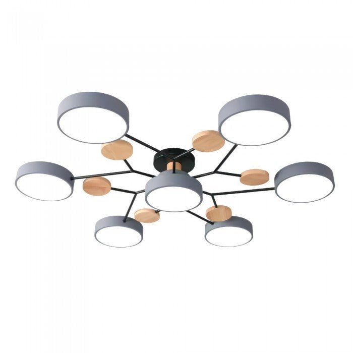 Scandinavian LED Ceiling Light with Branched Arms, 4 to 7 Lights