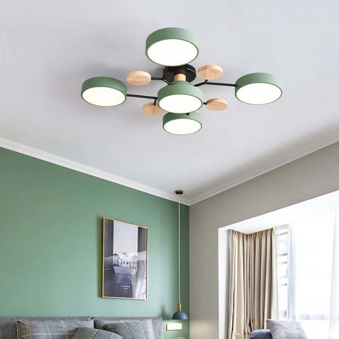 Scandinavian LED Ceiling Light with Branched Arms, 4 to 7 Lights