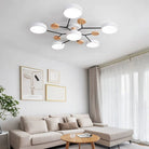 Scandinavian LED Ceiling Light with Branched Arms, 4 to 7 Lights