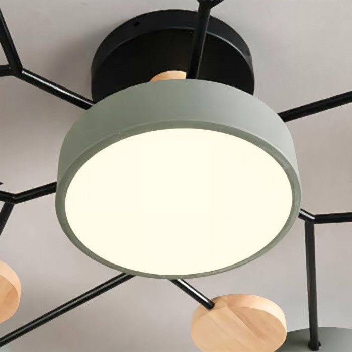 Scandinavian LED Ceiling Light with Branched Arms, 4 to 7 Lights