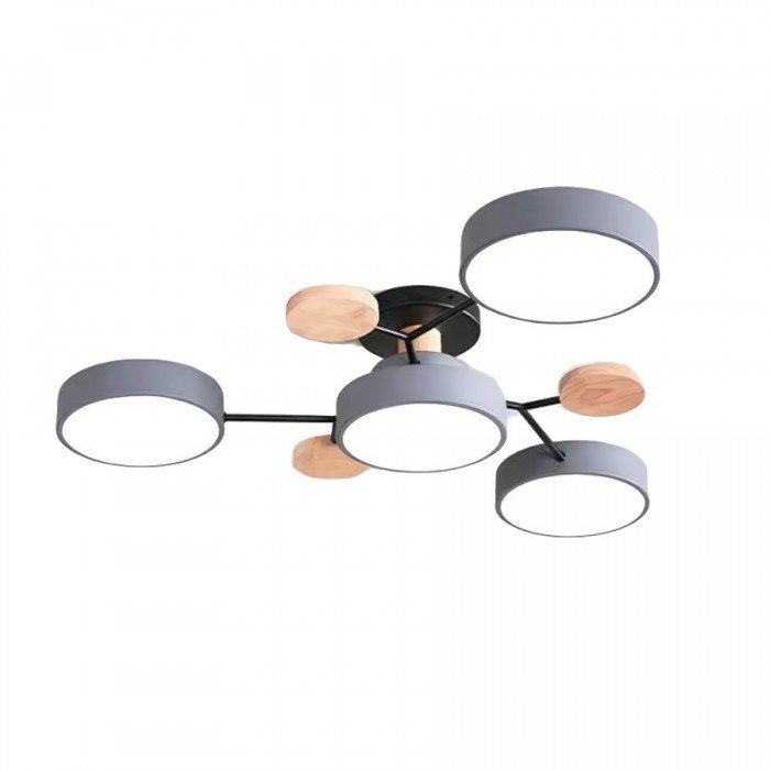 Scandinavian LED Ceiling Light with Branched Arms, 4 to 7 Lights