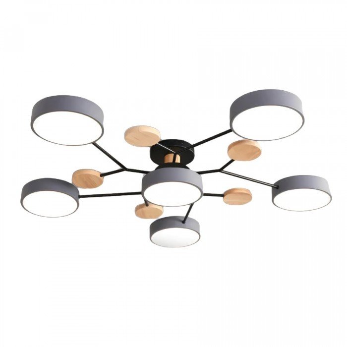 Scandinavian LED Ceiling Light with Branched Arms, 4 to 7 Lights