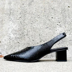 Fiene Slingback Pumps | Dames pumps met puntige neus en blokhak in vintage stijl