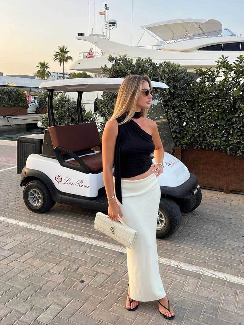 NORA Geweven Tas | Classy Dames Tas met Goudkleurige Knoopsluiting