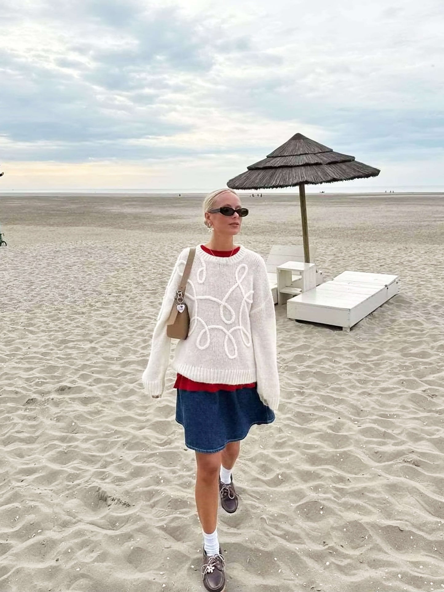 Catherine Dames Trui met Ronde Hals en Borduursel