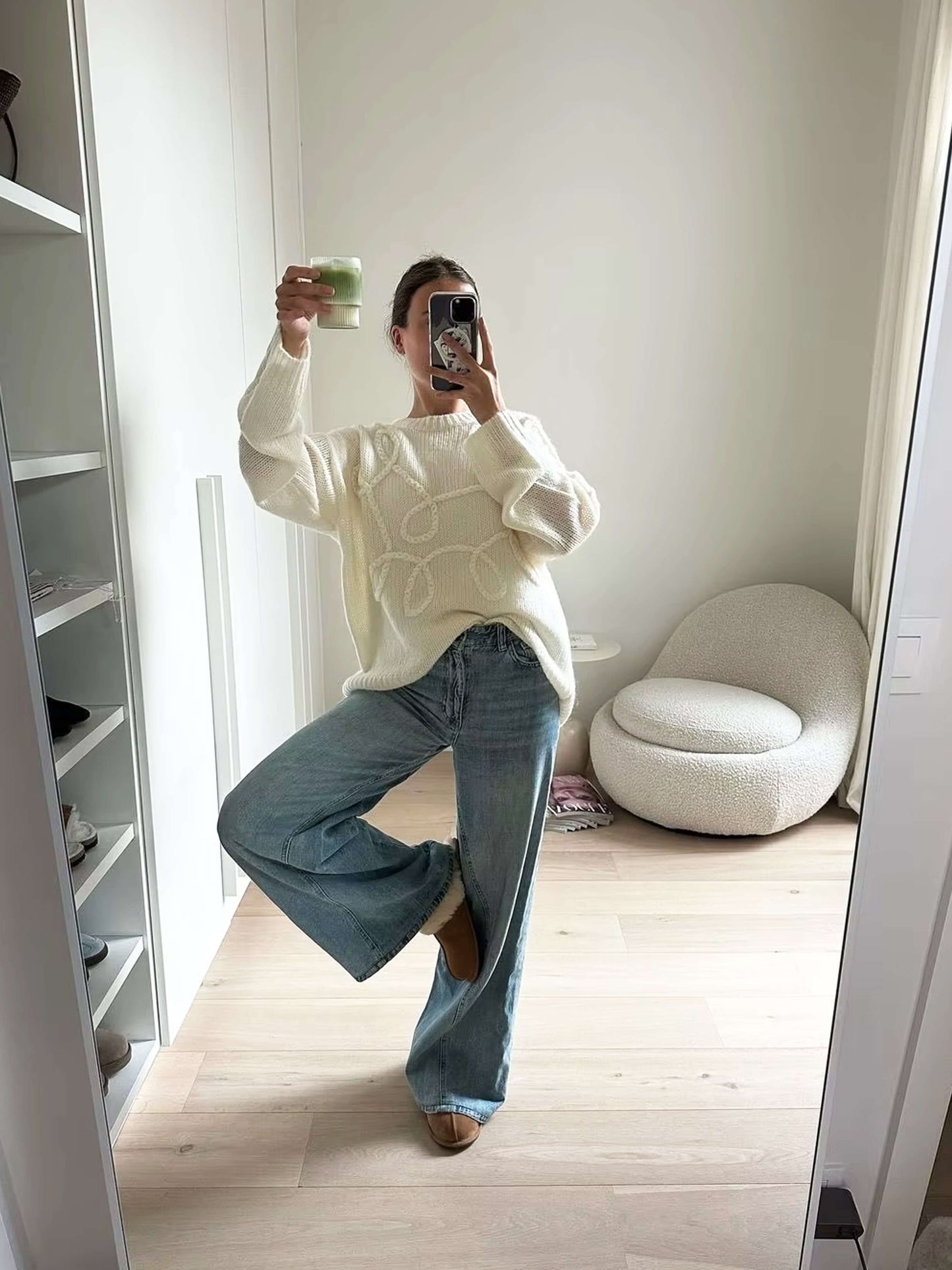 Catherine Dames Trui met Ronde Hals en Borduursel