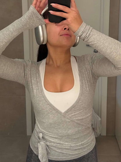 Gina Pilates Set | Dames activewear set met V-hals top en wijde broekspijpen