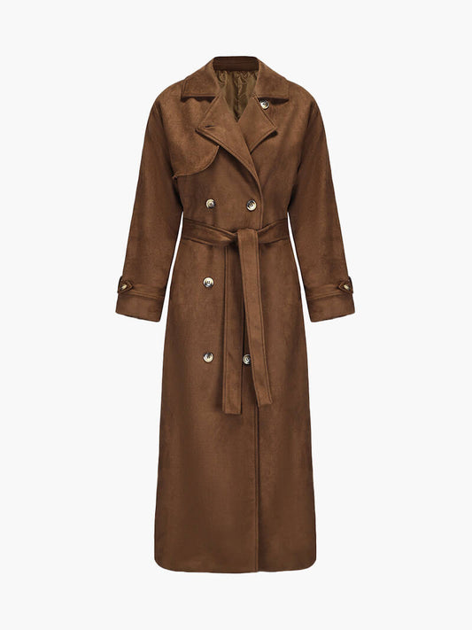 Ivy Trenchcoat | Dames maxi jas van vegan suède met vintage look
