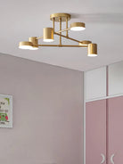 Ceiling Light with Crossed Arms and Cylindrical Heads, Sputnik Style