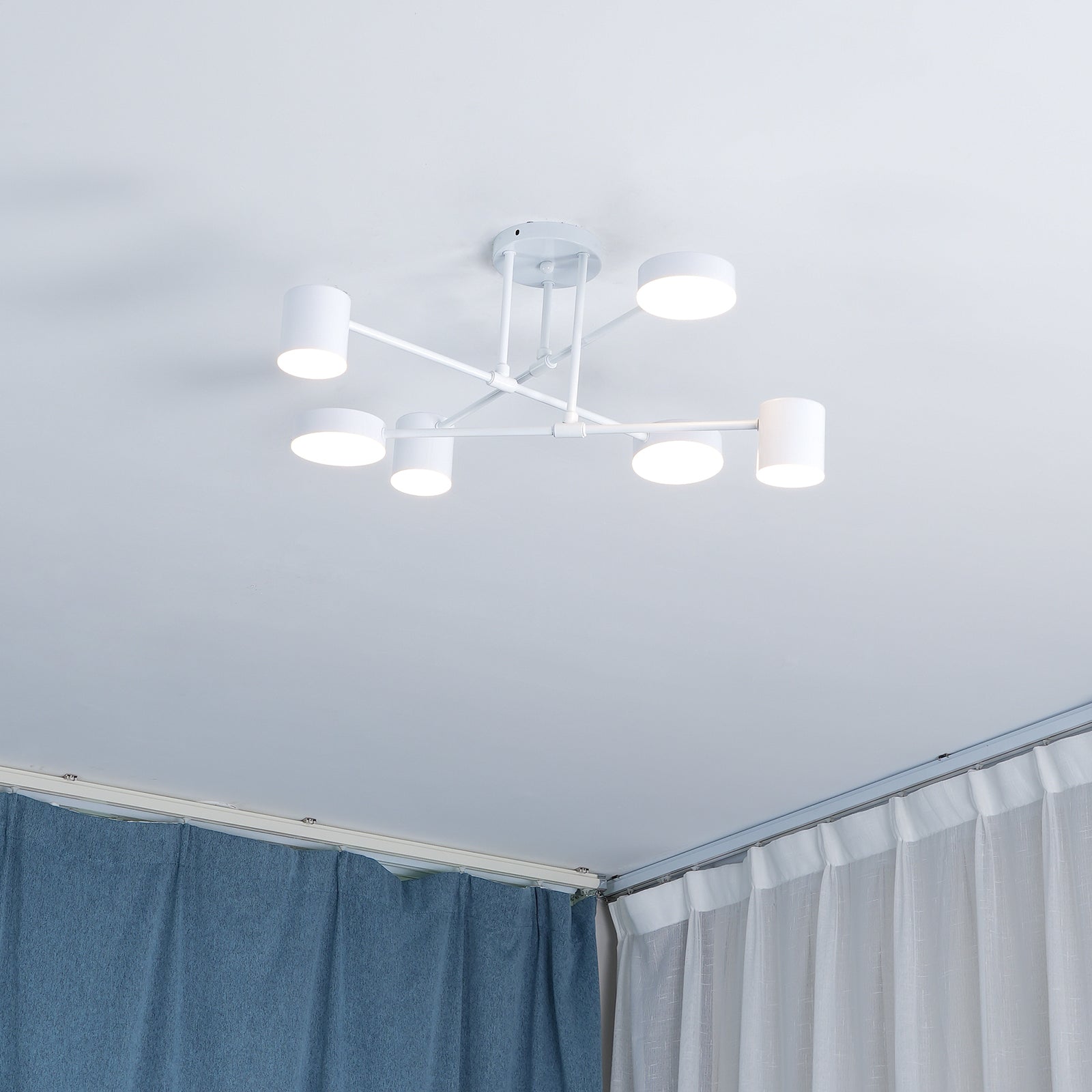 Ceiling Light with Crossed Arms and Cylindrical Heads, Sputnik Style