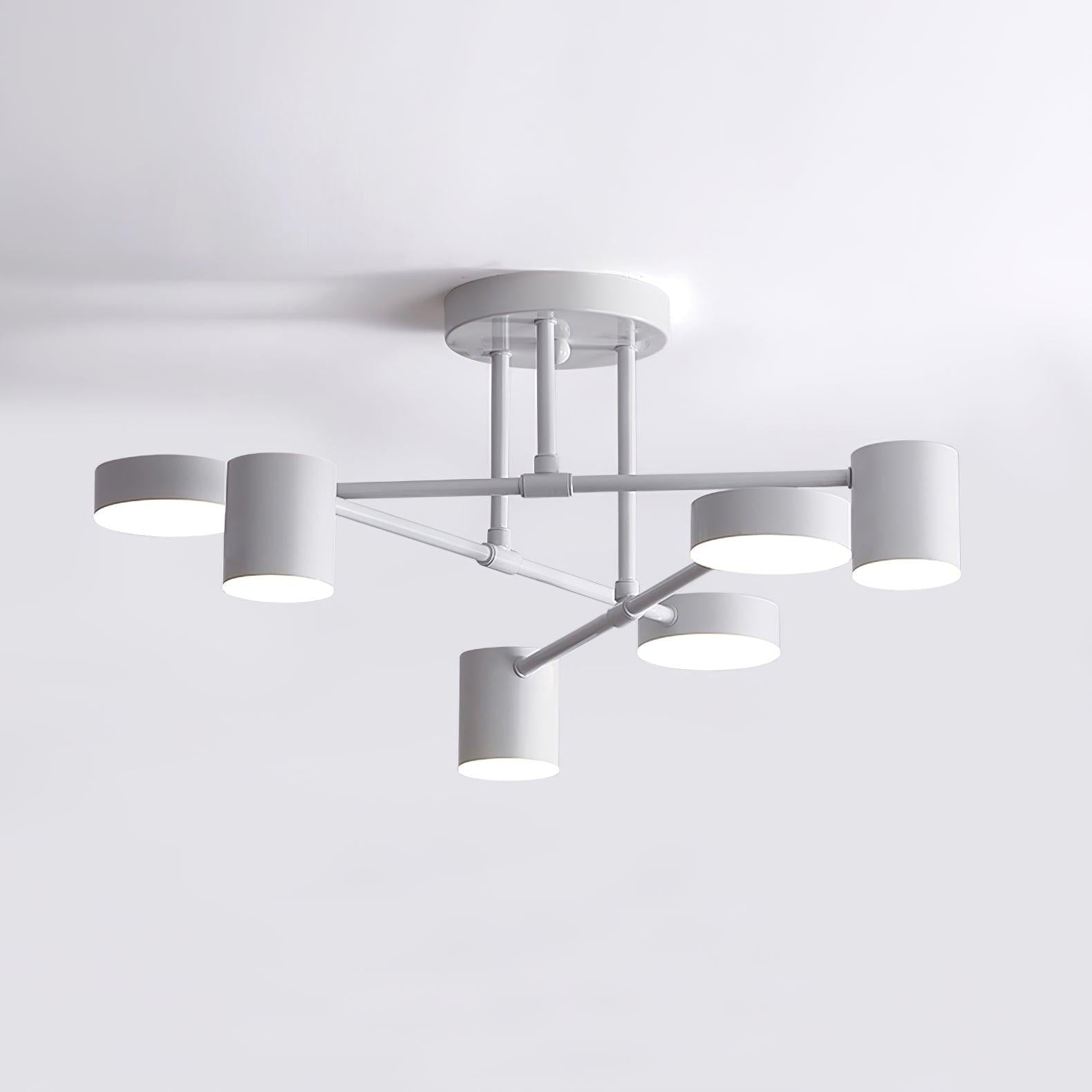 Ceiling Light with Crossed Arms and Cylindrical Heads, Sputnik Style