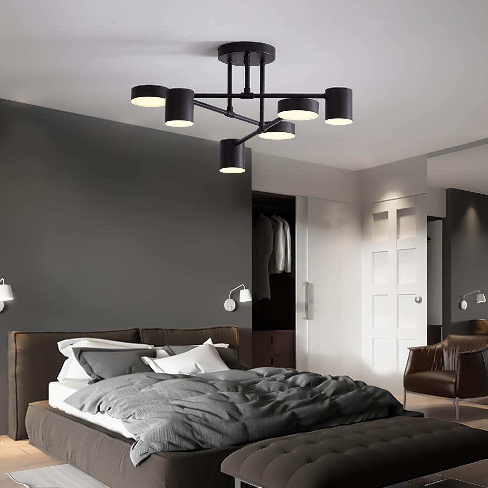 Ceiling Light with Crossed Arms and Cylindrical Heads, Sputnik Style