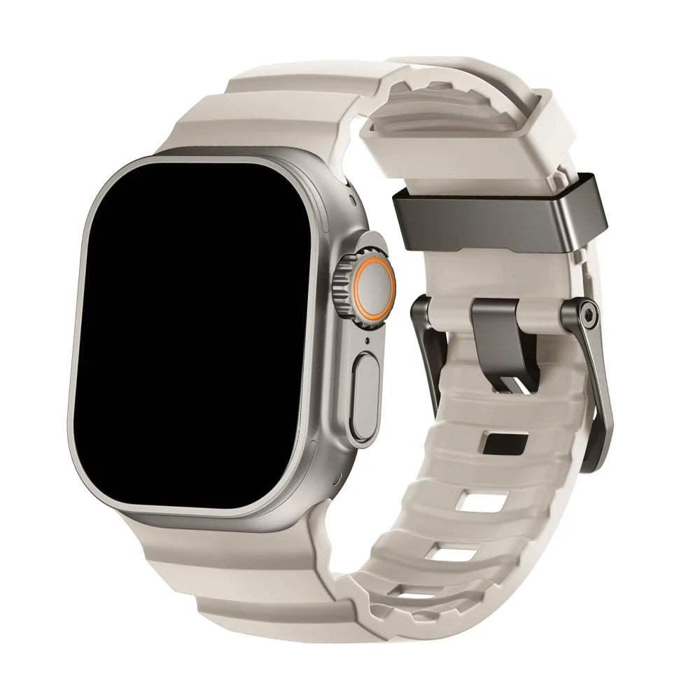 Silicone Sport Watch Strap with Titanium Buckle - Apple Watch Compatible