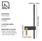 SVEA – Swivel LED Wall Light – Modern Nordic Reading Lamp for Bedroom wall-mounted; black metal with gold cylinder.