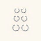 Women's Gold-Plated Classic Huggie Hoop Earrings, Set of Three