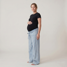 Women's Maternity Jeans Wide Leg with Adjustable Waistband