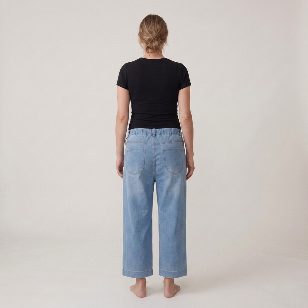 Women's Maternity Jeans Wide Leg with Adjustable Waistband