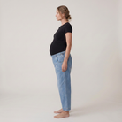 Women's Maternity Jeans Wide Leg with Adjustable Waistband