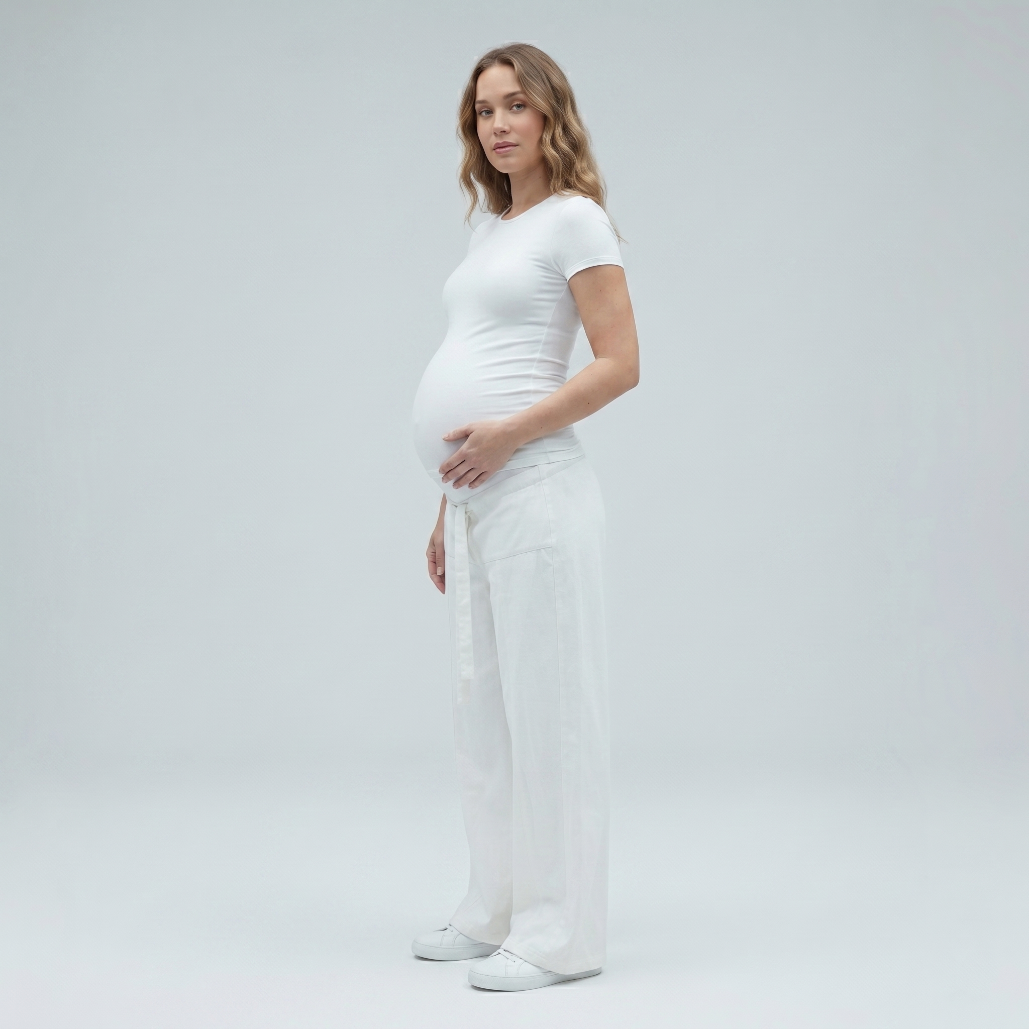 Women's Maternity Jeans Wide Leg with Adjustable Waistband