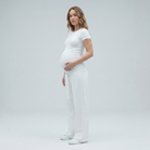 Women's Maternity Jeans Wide Leg with Adjustable Waistband