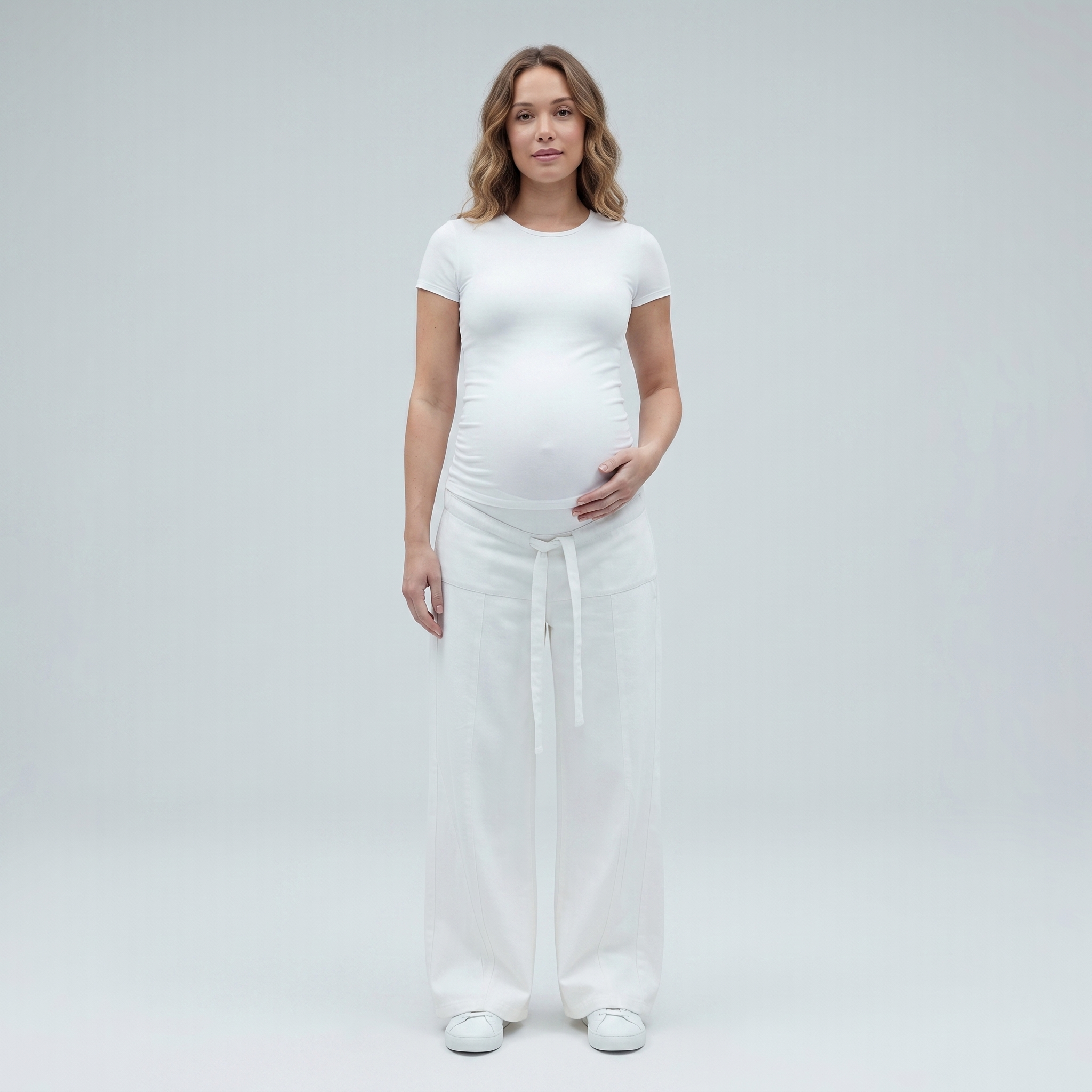 Women's Maternity Jeans Wide Leg with Adjustable Waistband