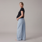 Women's Maternity Jeans Wide Leg with Adjustable Waistband