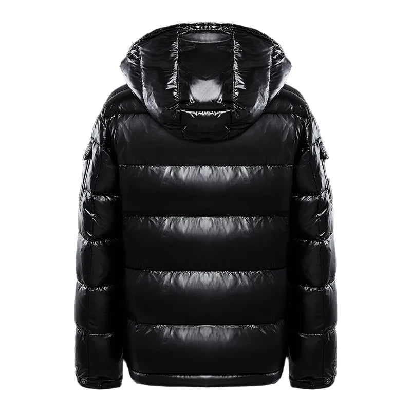 Men's Quilted Jacket with Hood - Glossy Finish